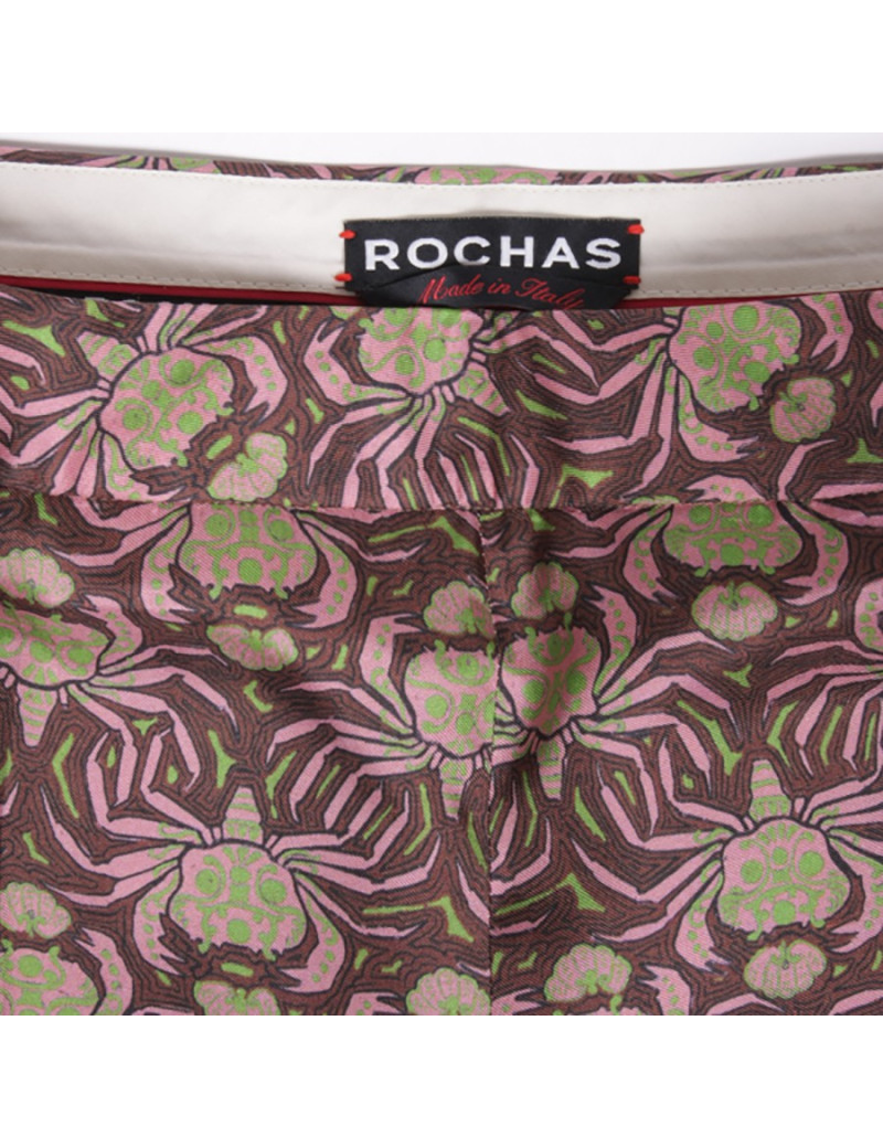 All jacket and pants ROCHAS T 44 IT / EN 40 silk printed pink and Brown