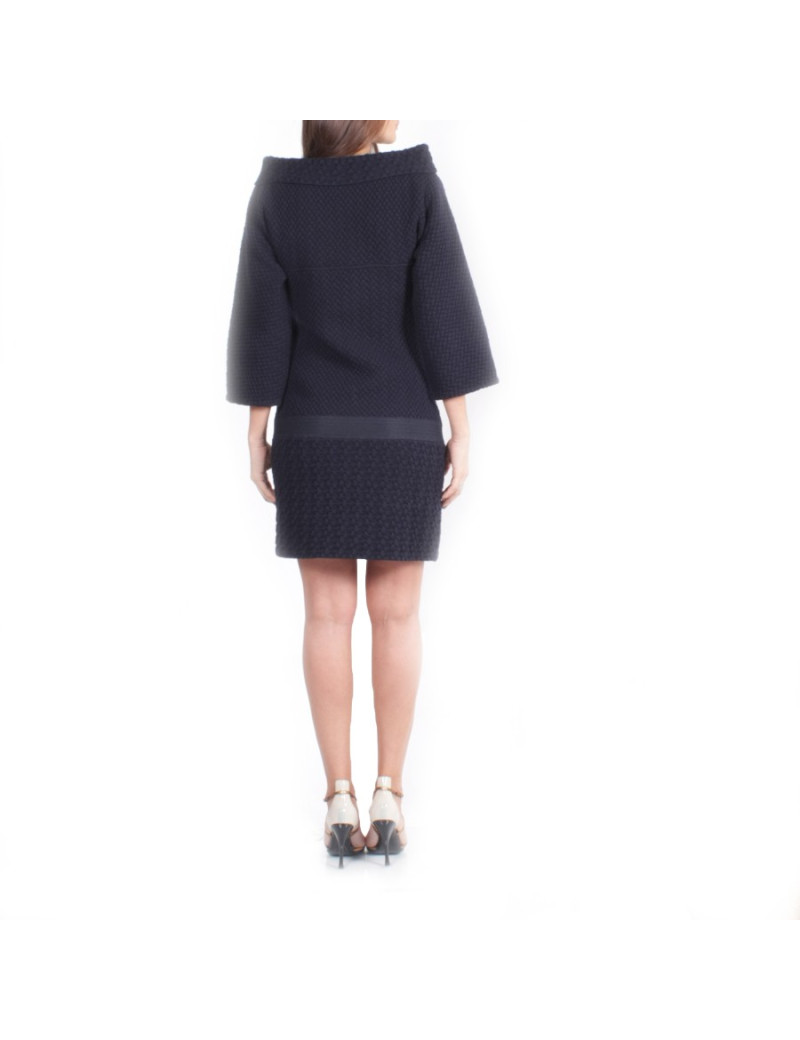 Robe CHANEL T 34 FR en laine bleu marine 