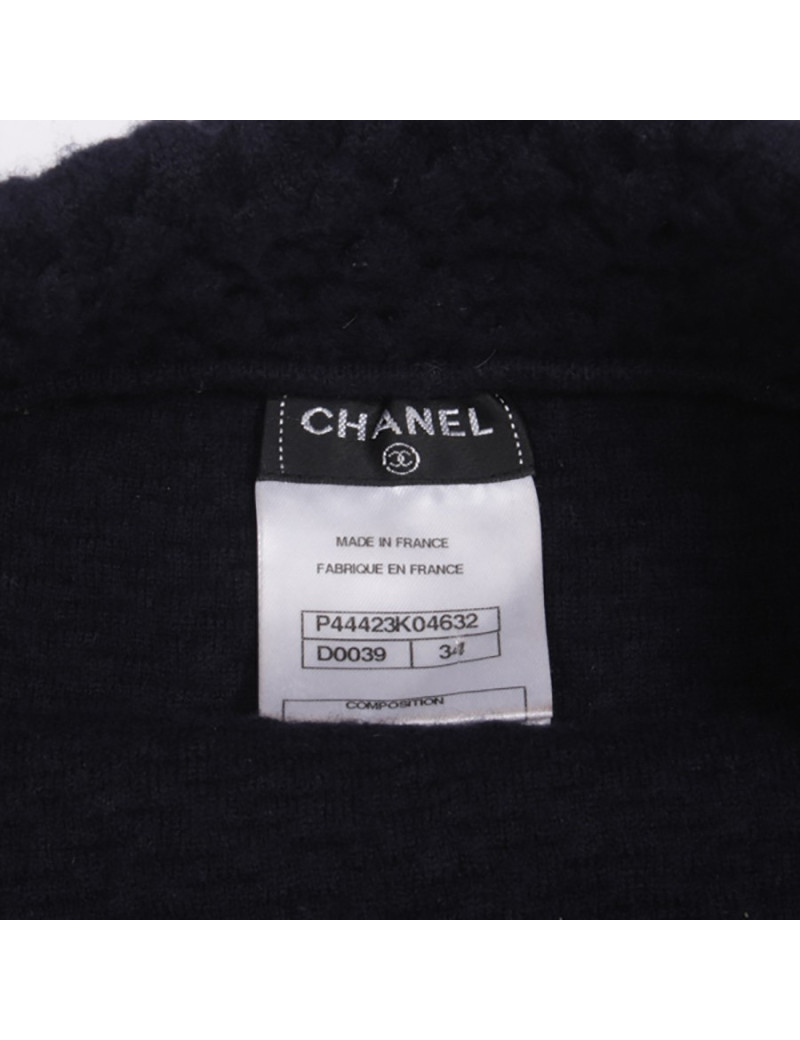 Robe CHANEL T 34 FR en laine bleu marine 