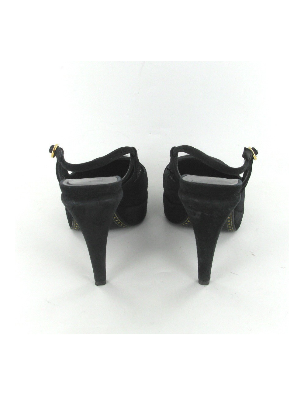 Escarpins en daim et cuir vernis noir T37 CHANEL