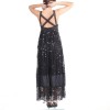 Evening dress CHANEL T 36 EN black silk and leather
