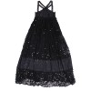 Evening dress CHANEL T 36 EN black silk and leather