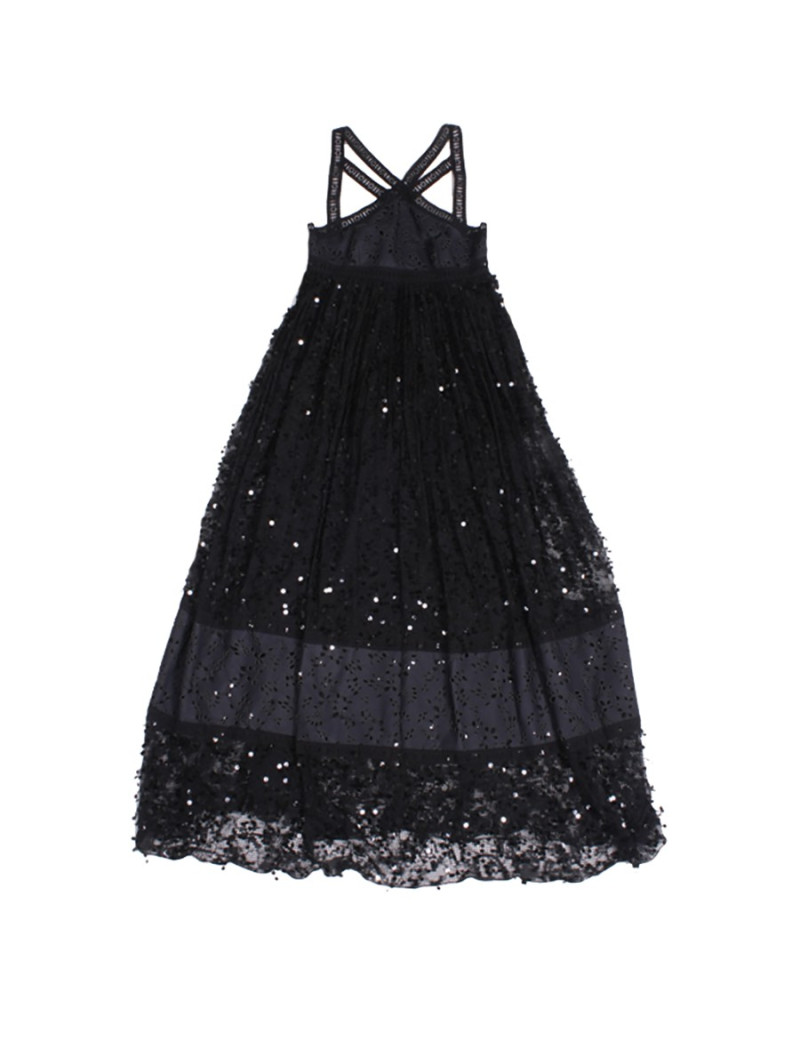 Robe du soir CHANEL  T 36 noire en soie et cuir 