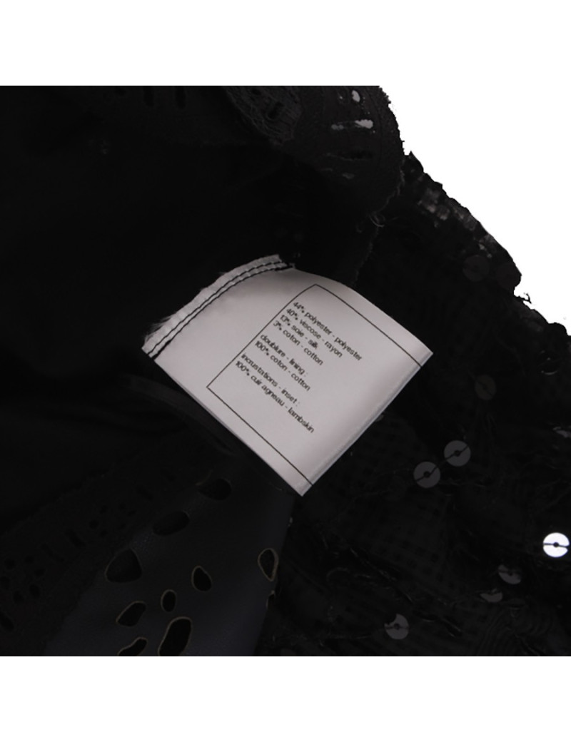 Robe du soir CHANEL  T 36 noire en soie et cuir 