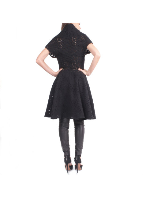 Manteau ALAIA T 38 en laine noir ajourée