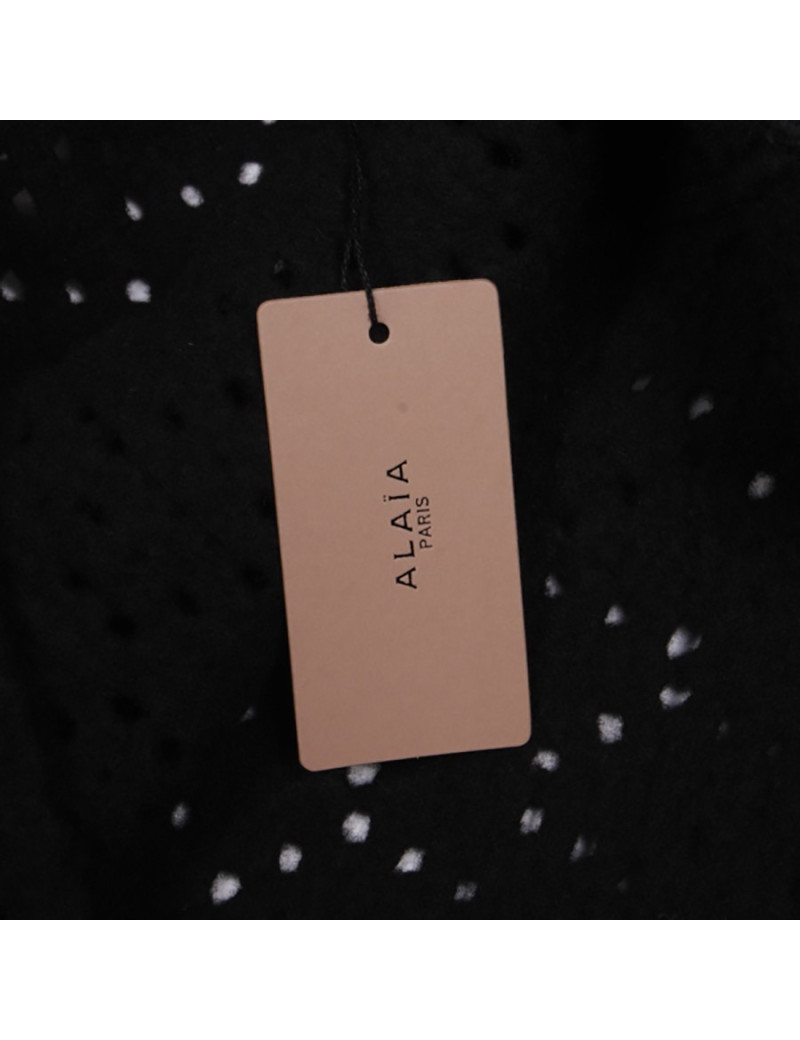 Manteau ALAIA T 38 en laine noir ajourée