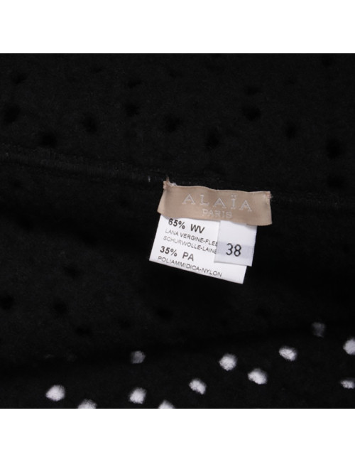 Manteau ALAIA T 38 en laine noir ajourée