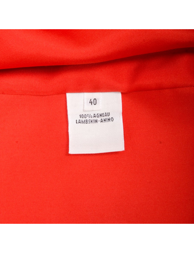 Blouson HERMES T 40 cuir d'agneau orange