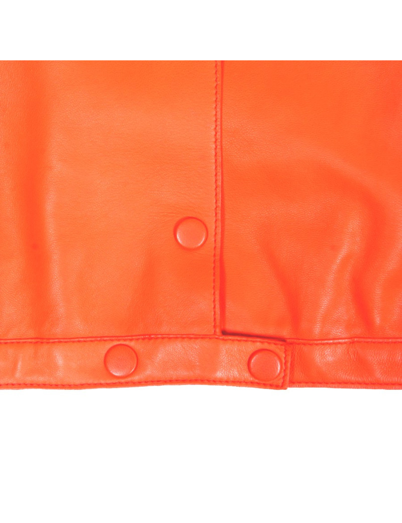 Blouson HERMES T 40 cuir d'agneau orange