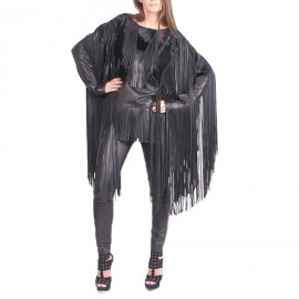 TOM FORD fringed Top in black leather size 38EU