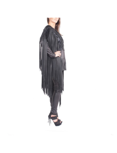 TOM FORD fringed Top in black leather size 38EU