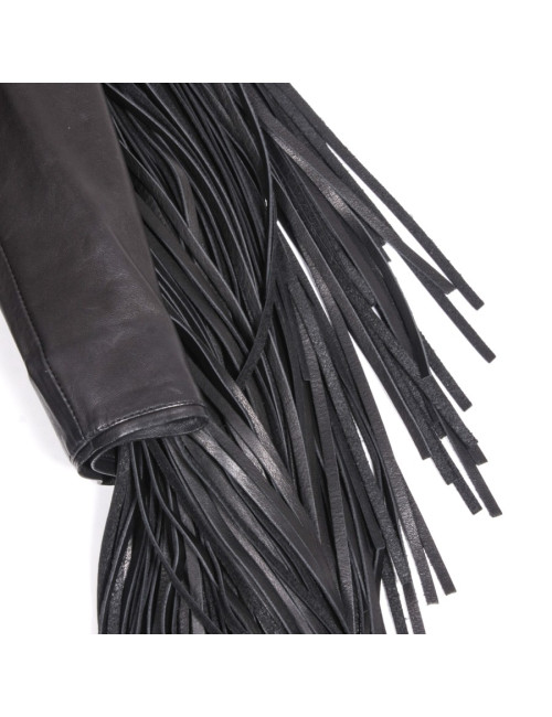 TOM FORD fringed Top in black leather size 38EU