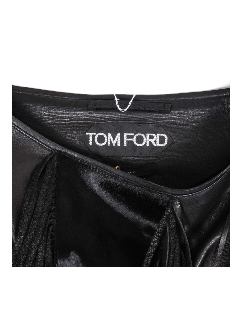 TOM FORD fringed Top in black leather size 38EU