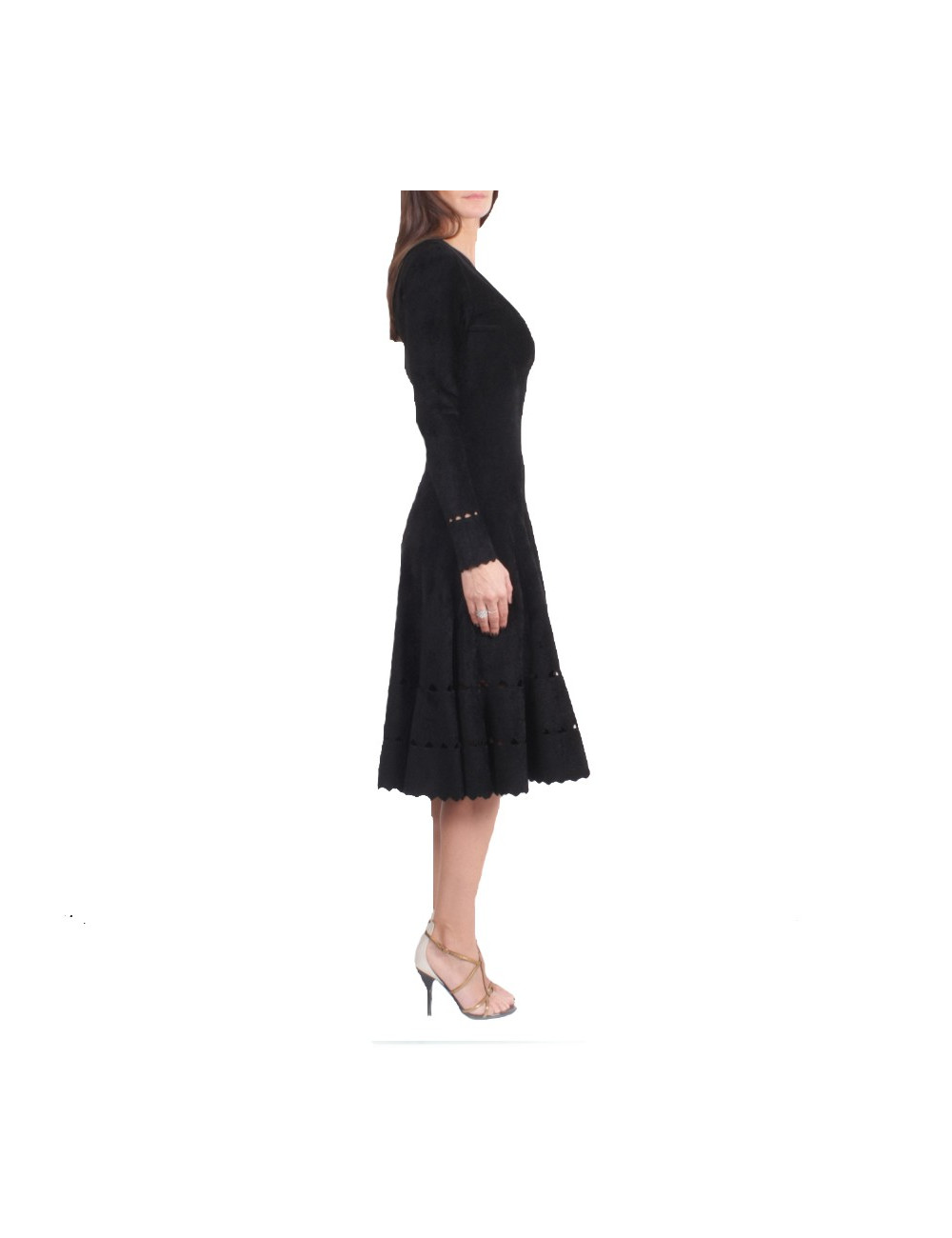 Robe ALAIA T 40 en velours stretch noir 