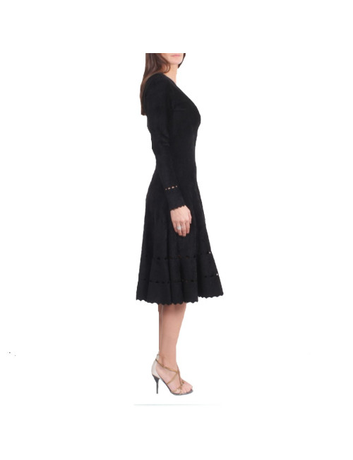 Robe ALAIA T 40 en velours stretch noir 
