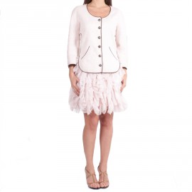 Set CHANEL T 38 EN pink tweed and chiffon skirt