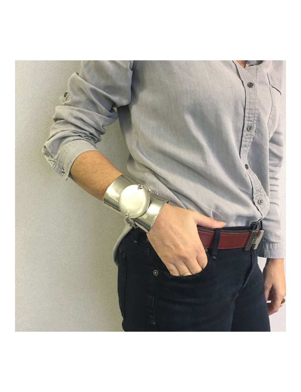 Manchette CELINE taille S métal argenté