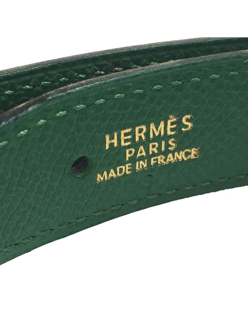 xxx Ceinture HERMÈS réversible en cuir grainé marron et vert Taille 70