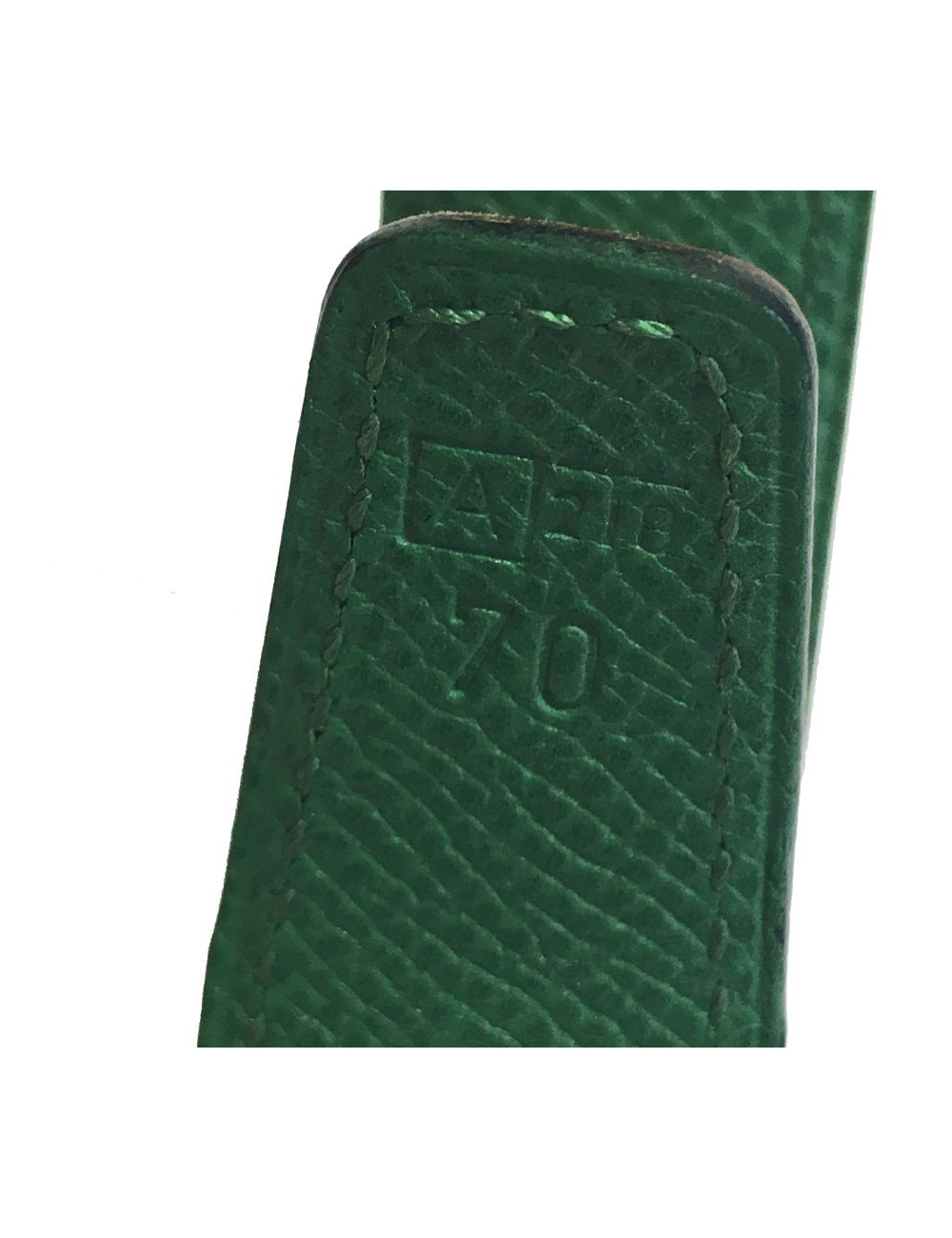 xxx Ceinture HERMÈS réversible en cuir grainé marron et vert Taille 70