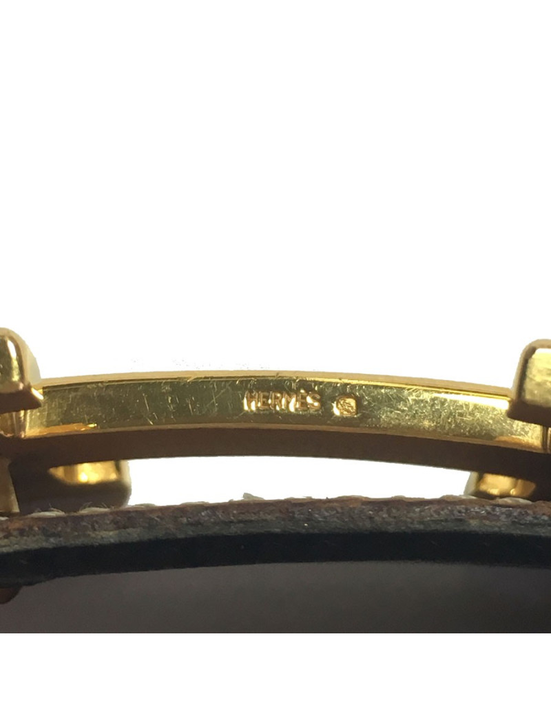 Ceinture H HERMES T76 réversible en cuir gold et marron