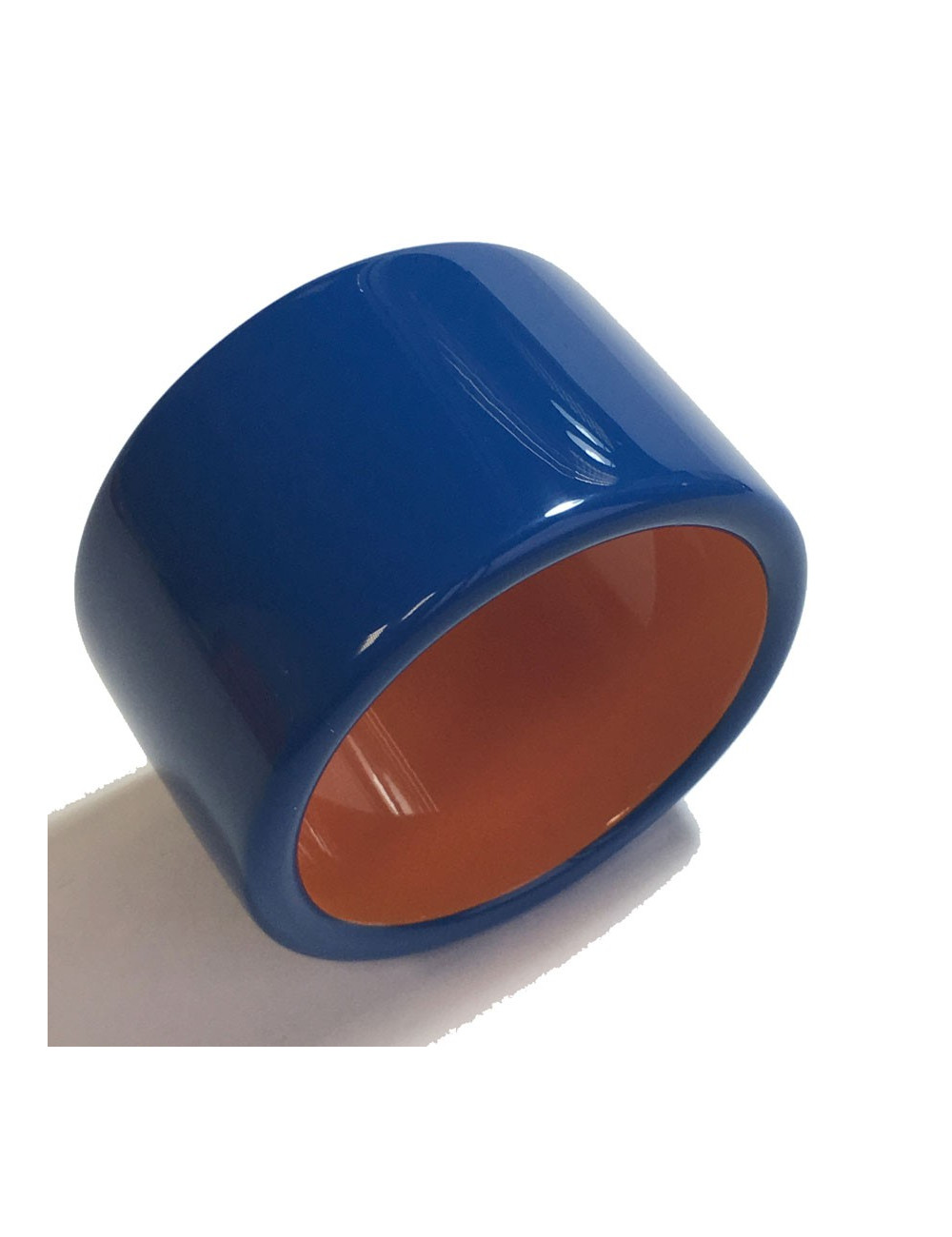 HERMES cufflinks in blue and orange lacquered wood