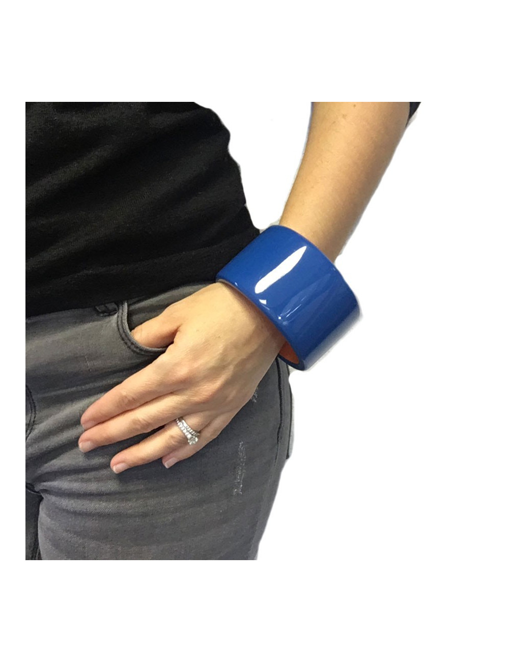 HERMES cufflinks in blue and orange lacquered wood