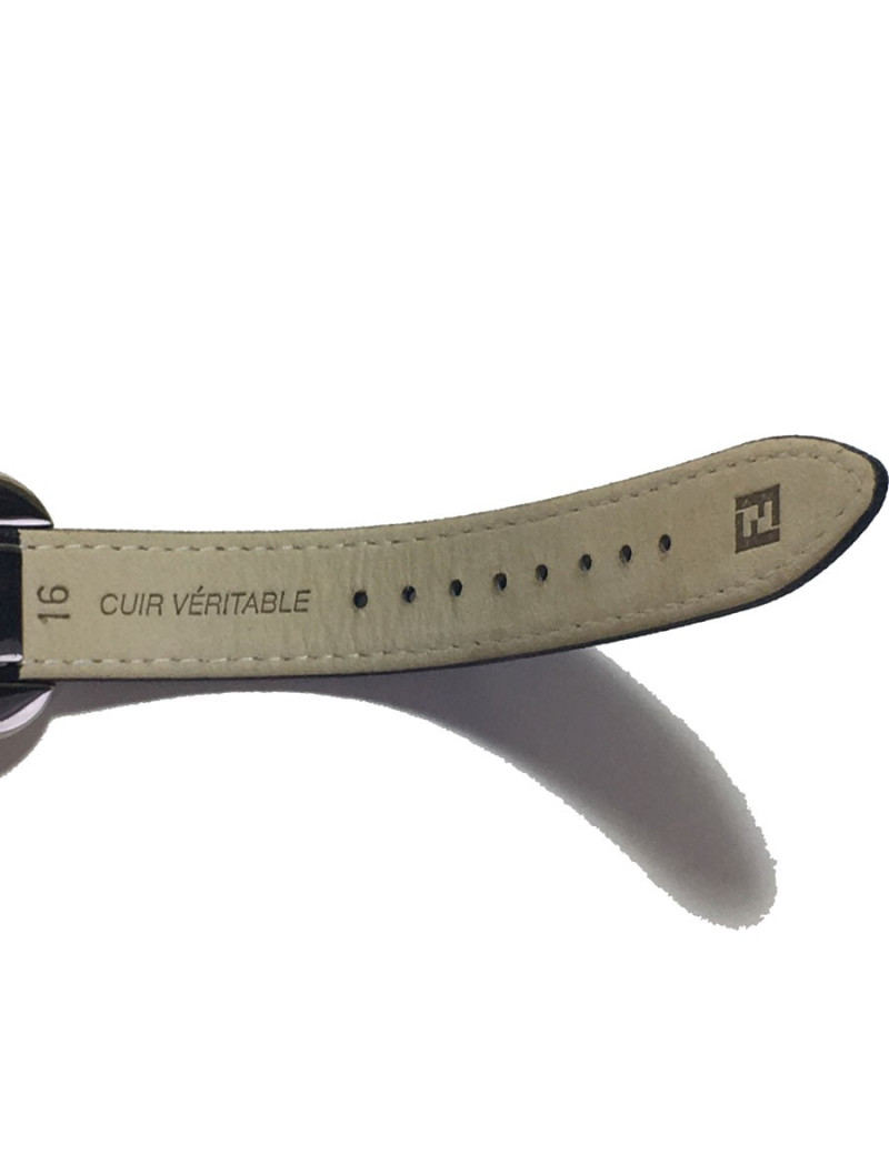 Montre FENDI collection Caméléon en cuir noir et métal doré