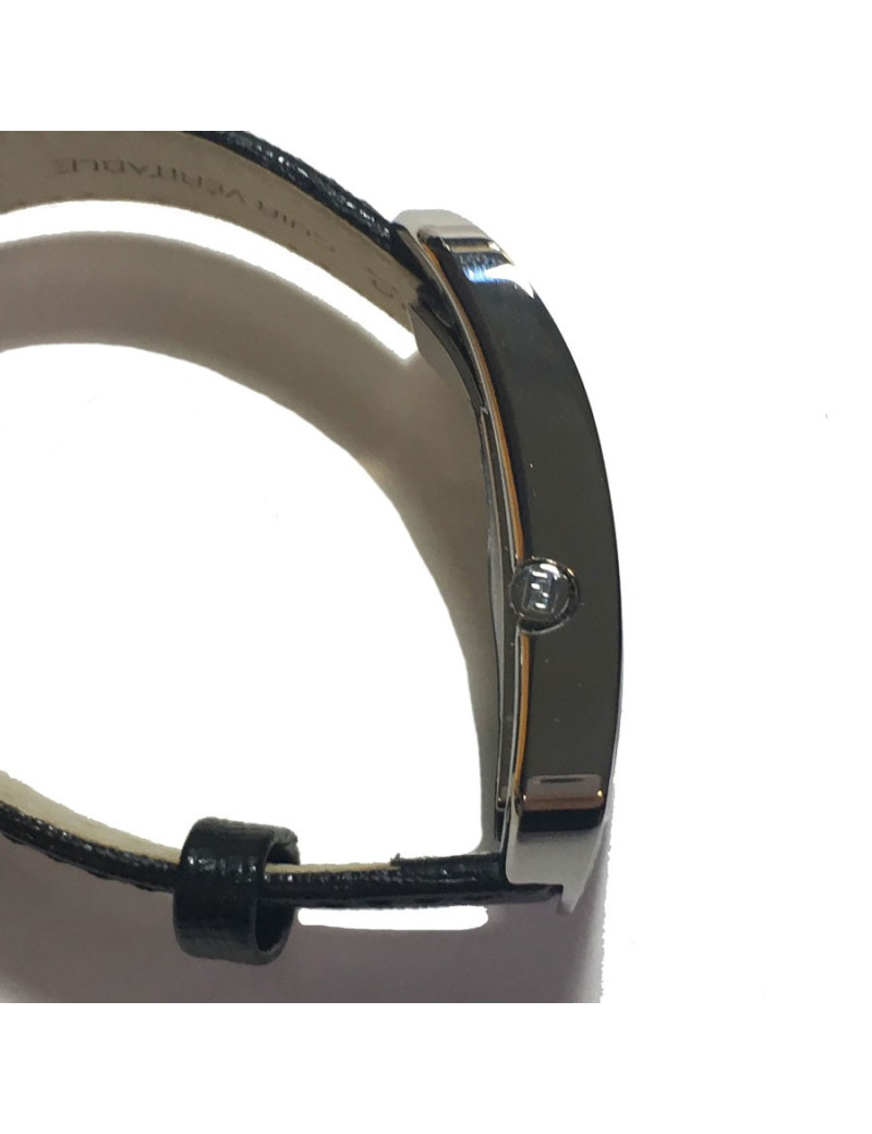 Montre FENDI collection Caméléon en cuir noir et métal doré