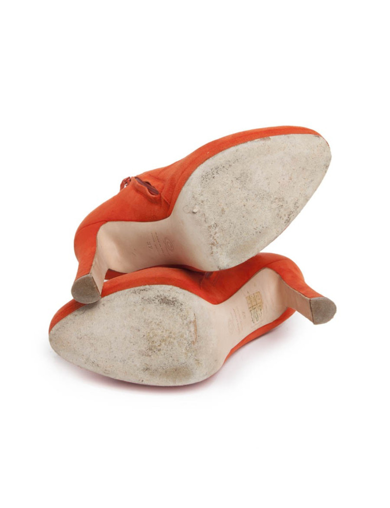 Boots ALEXANDER Mc QUEEN T 37 veau velours orange