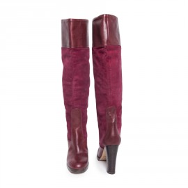 CHLOE T 36.5 EN leather and suede Burgundy and cherry boots