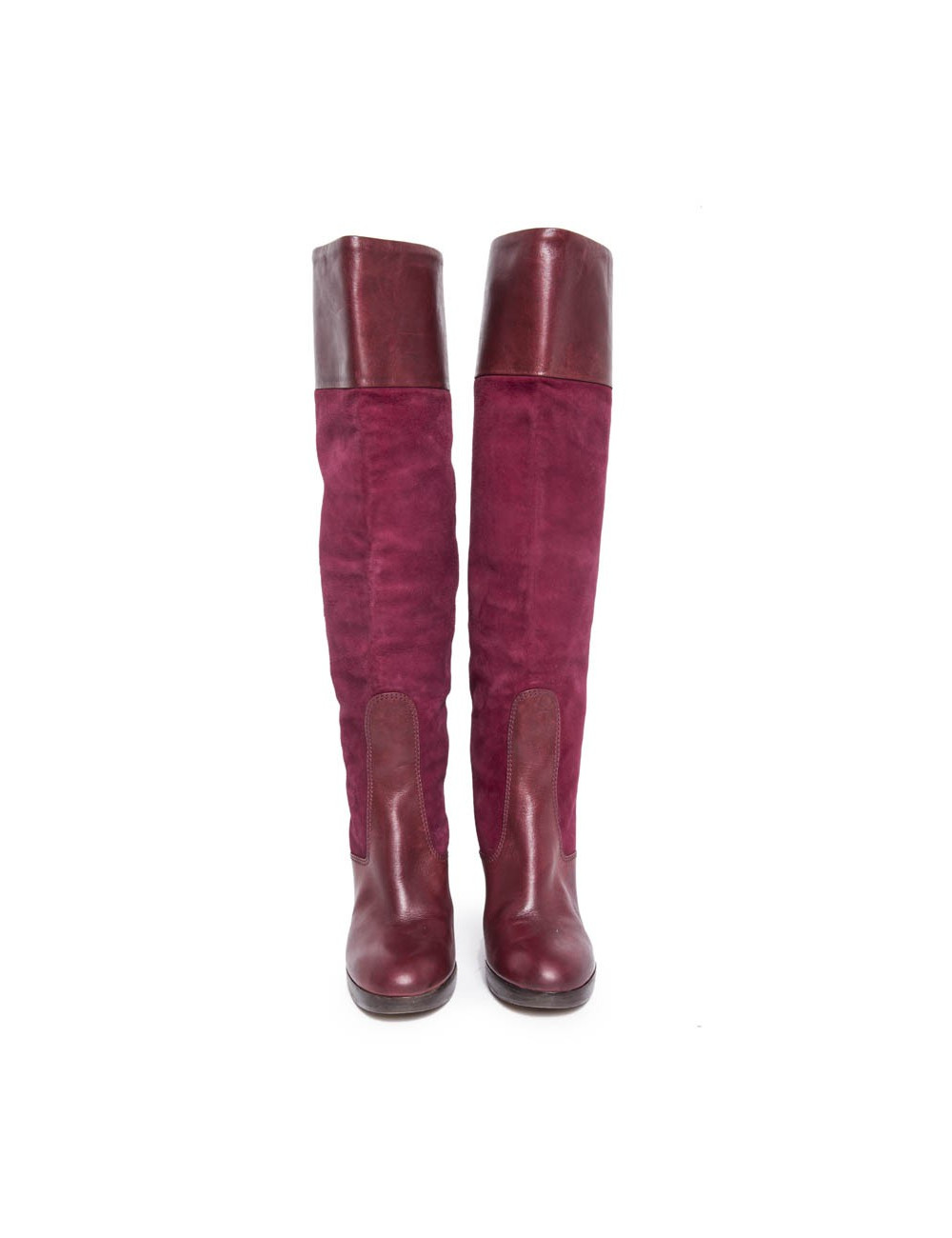 Bottes CHLOE T 36.5 veau velours cerise