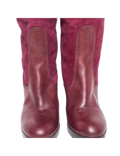 Bottes CHLOE T 36.5 veau velours cerise