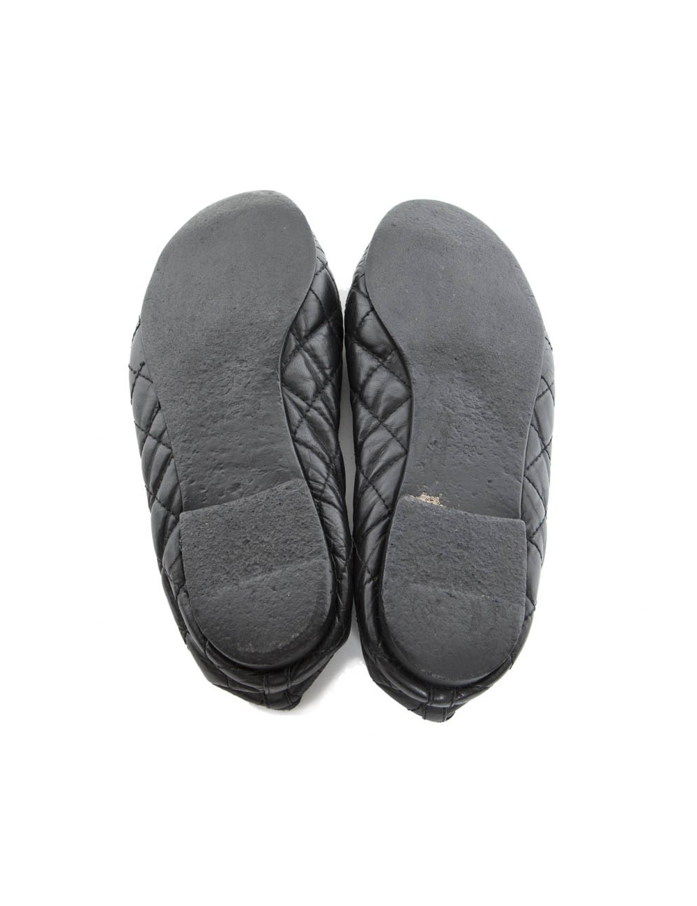 CHANEL black quilted leather t 39 en ballerinas
