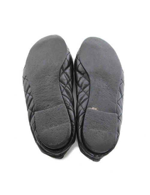 CHANEL black quilted leather t 39 en ballerinas