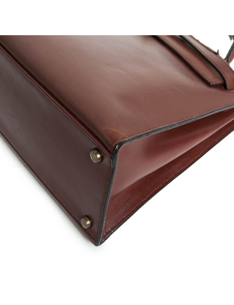 Kelly 32 sellier HERMES cuir box marron