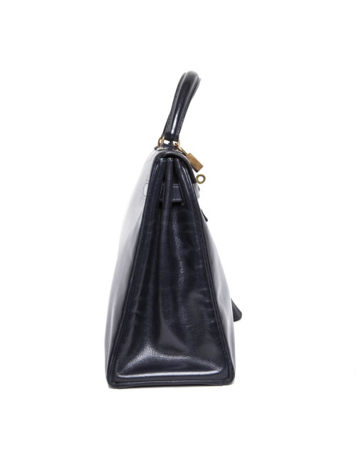 Bag Kelly 32 HERMES leather blue box vintage Navy