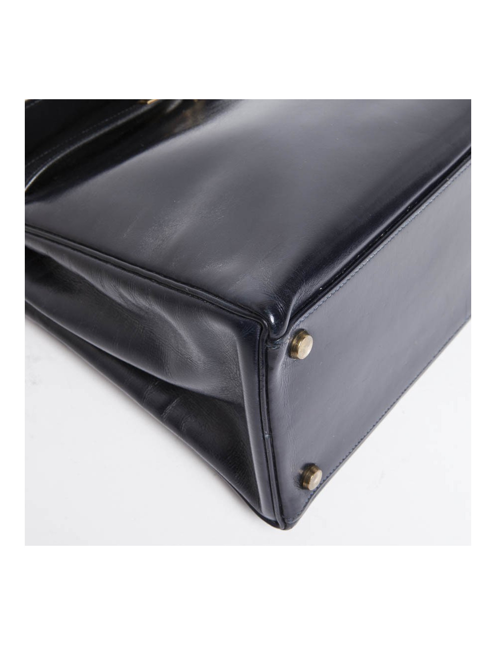 Bag Kelly 32 HERMES leather blue box vintage Navy