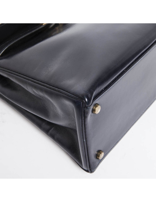 Bag Kelly 32 HERMES leather blue box vintage Navy