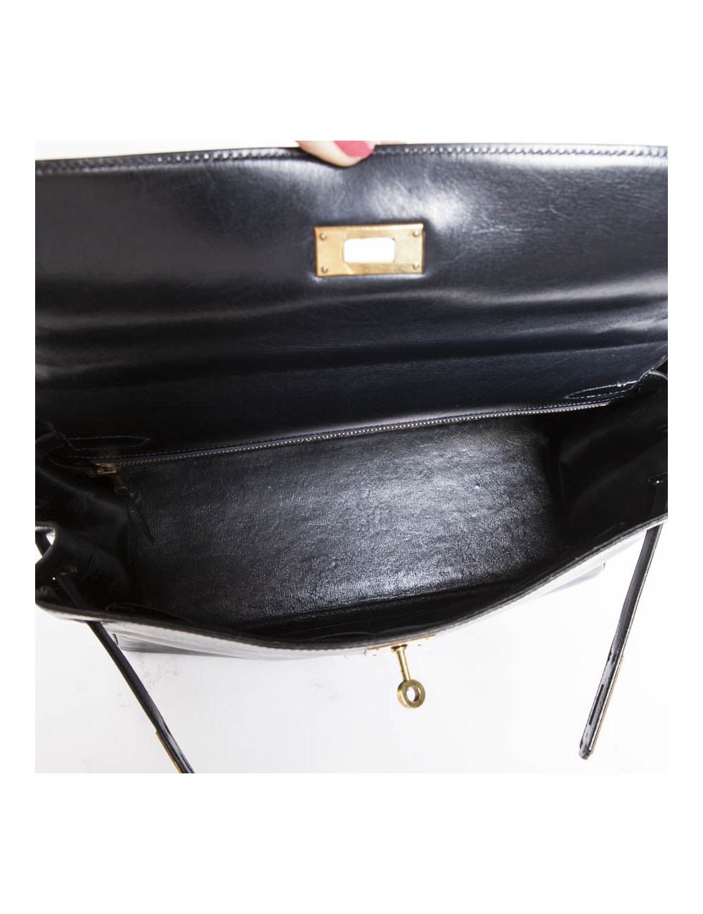 Bag Kelly 32 HERMES leather blue box vintage Navy