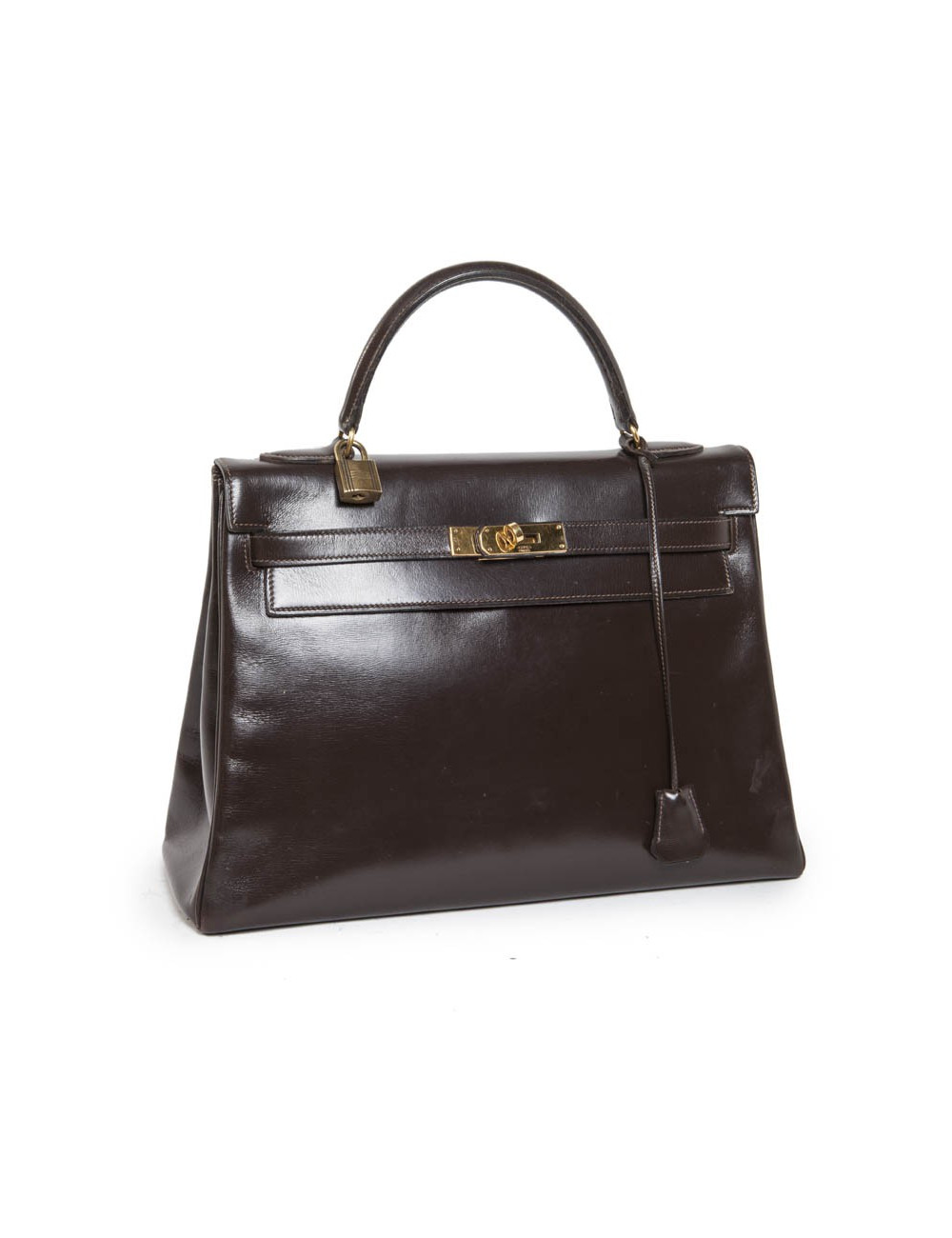 Sac Kelly 32 HERMES vintage cuir box marron 