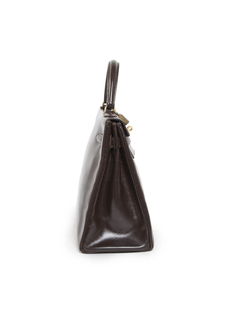 Sac Kelly 32 HERMES vintage cuir box marron 