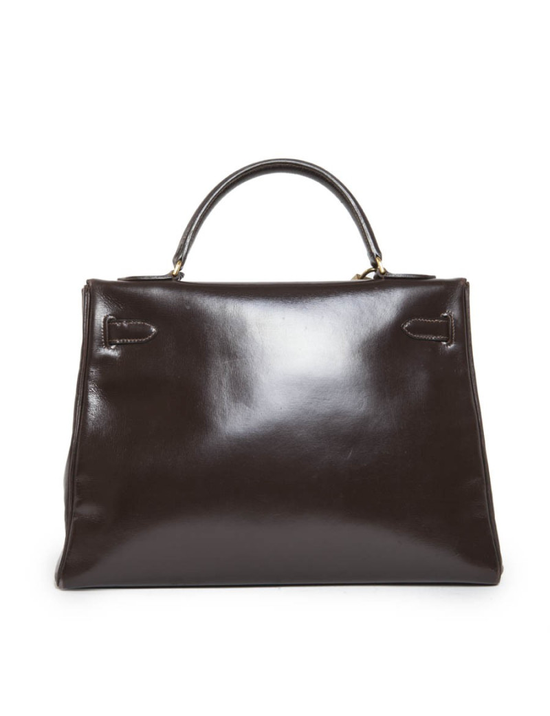 Sac Kelly 32 HERMES vintage cuir box marron 