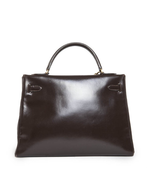 32 vintage box brown leather HERMES Kelly bag