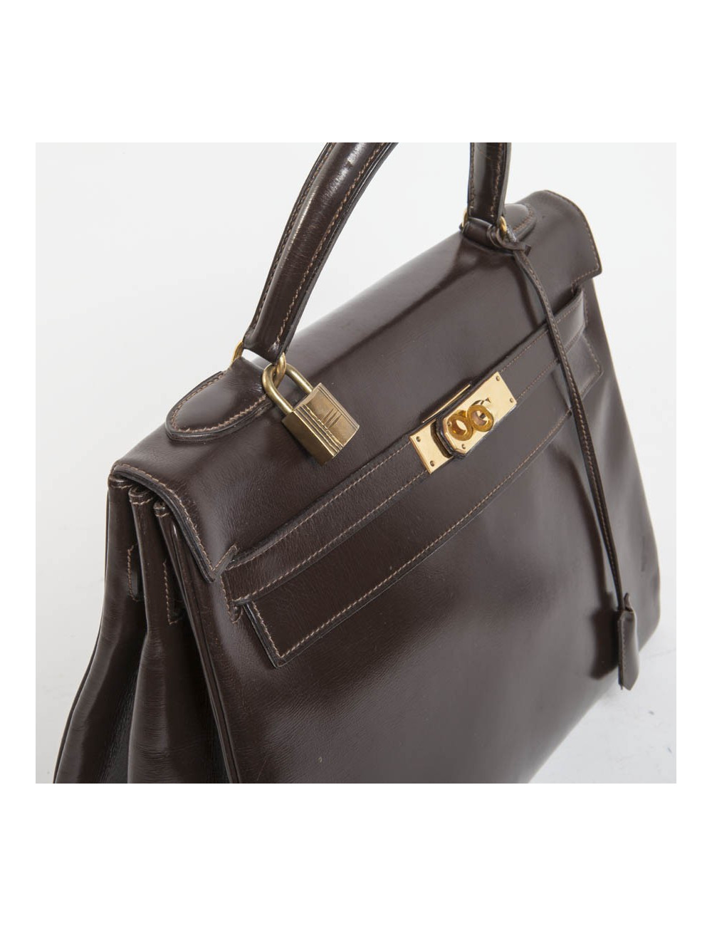 32 vintage box brown leather HERMES Kelly bag