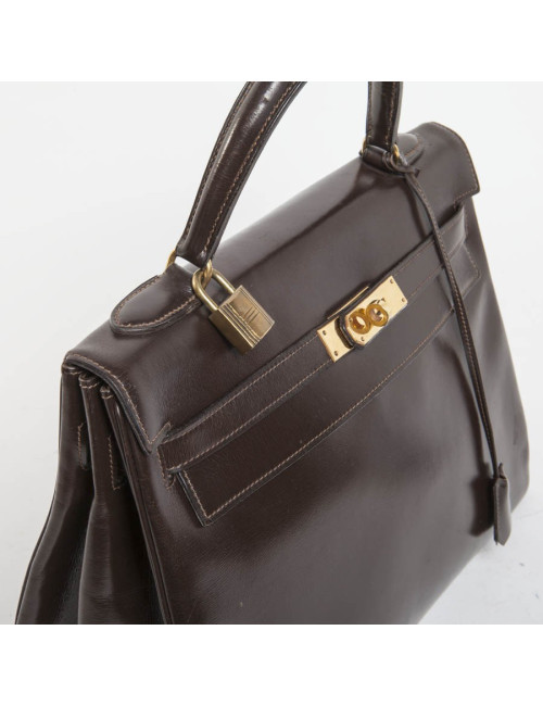 32 vintage box brown leather HERMES Kelly bag