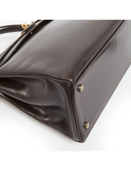 32 vintage box brown leather HERMES Kelly bag