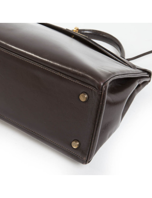 32 vintage box brown leather HERMES Kelly bag