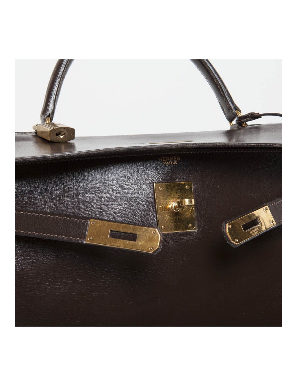 32 vintage box brown leather HERMES Kelly bag