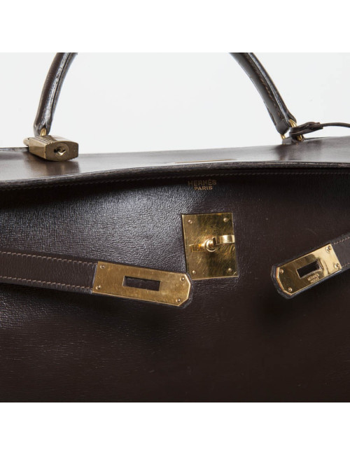 32 vintage box brown leather HERMES Kelly bag