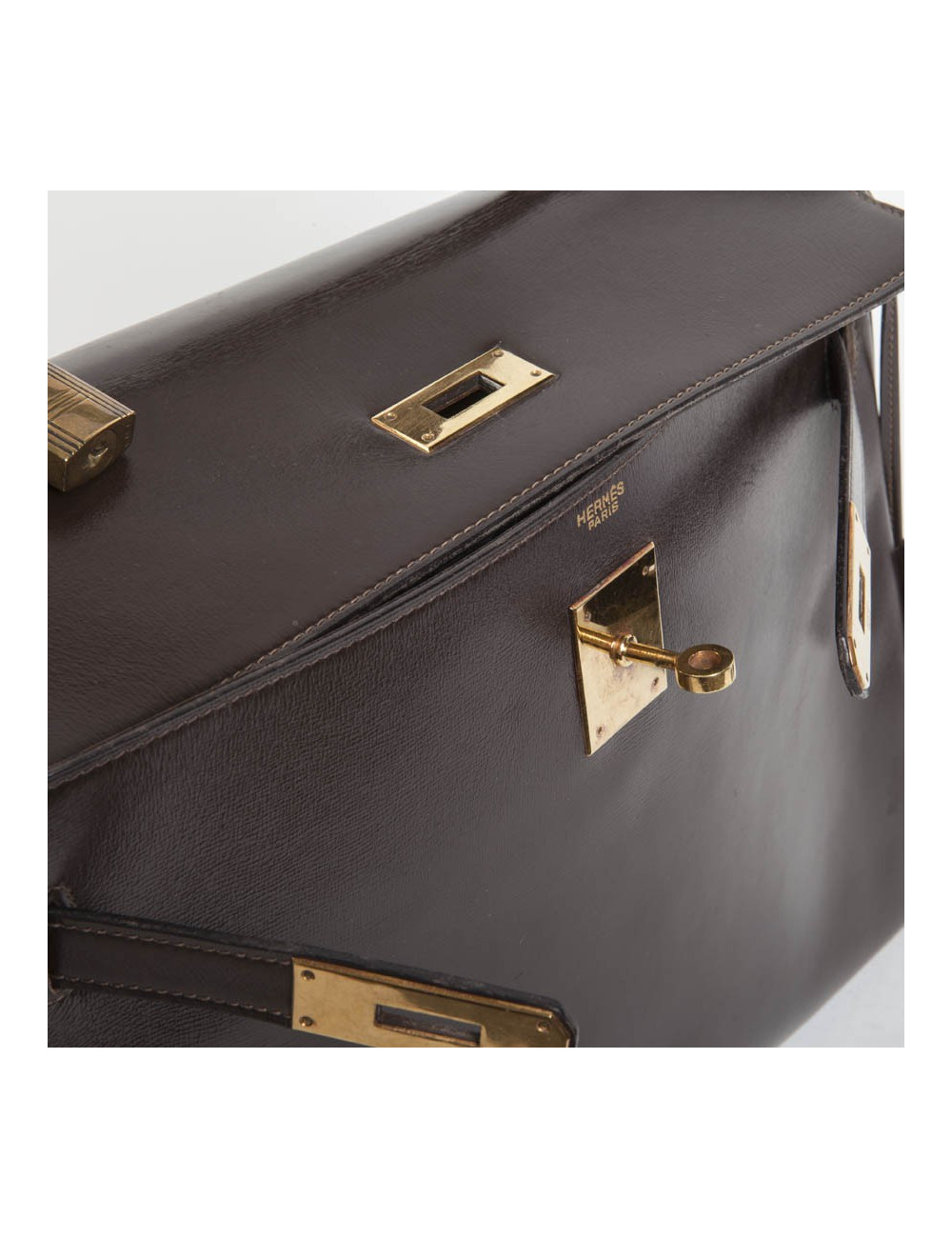 32 vintage box brown leather HERMES Kelly bag